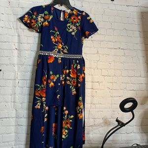 Navy Blue Floral Romper + Dress